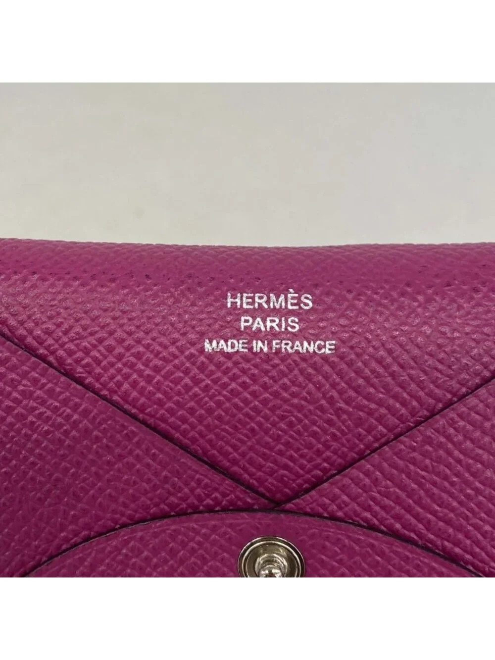 Hermes Card Case Calvi Veau Epsom Rose Purple Silver